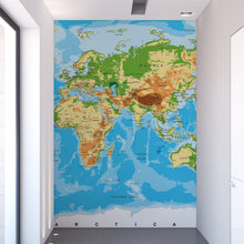 Carregar imagem no visualizador da galeria, Large Blue World Map Wall Mural. #6134
