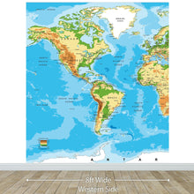 Carregar imagem no visualizador da galeria, Large Blue World Map Wall Mural. #6134
