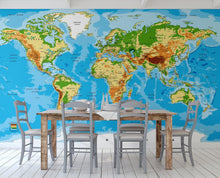 Carregar imagem no visualizador da galeria, Large Blue World Map Wall Mural. #6134
