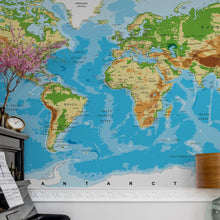 Carregar imagem no visualizador da galeria, Large Blue World Map Wall Mural. #6134
