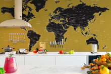 Load image into Gallery viewer, GOLD World Map Wall Mural. #6135
