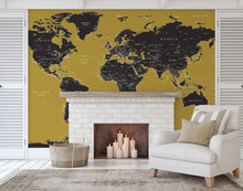 Load image into Gallery viewer, GOLD World Map Wall Mural. #6135
