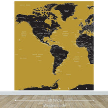 Load image into Gallery viewer, GOLD World Map Wall Mural. #6135
