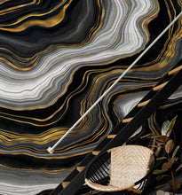 Carregar imagem no visualizador da galeria, Black and Gold Abstract Marble Stone Pattern Peel and Stick Wallpaper. #6146
