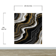 Carregar imagem no visualizador da galeria, Black and Gold Abstract Marble Stone Pattern Peel and Stick Wallpaper. #6146
