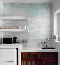 Cargar imagen en el visor de la galería, Pastel Botanical Nature Wallpaper Mural. Leafs and Flowers Design. #6195
