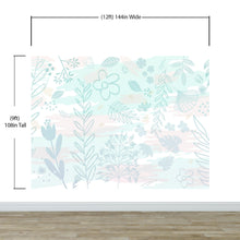 Cargar imagen en el visor de la galería, Pastel Botanical Nature Wallpaper Mural. Leafs and Flowers Design. #6195
