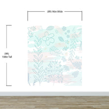 Cargar imagen en el visor de la galería, Pastel Botanical Nature Wallpaper Mural. Leafs and Flowers Design. #6195
