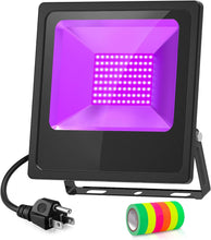 Load image into Gallery viewer, 100W LED UV Black Light Flood Light for Mesmerizing Glow Effects - Ideal for Neon Colors, Reactive Pigments, and Fluorescent Artistry
