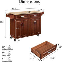 Load image into Gallery viewer, Mobile Kitchen Island Cart With 2 drawers
