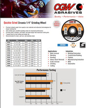 Cargar imagen en el visor de la galería, CGW Abrasives Quickie Grind Zirconia 1/4&quot; Griding Wheels
