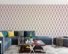 Carregar imagem no visualizador da galeria, Modern Geometric Shape 3D Hexagon Bronze Lines Peel and Stick Wallpaper | Removable Wall Mural #6213
