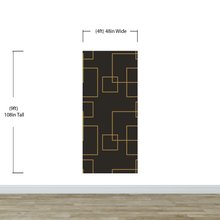 Carregar imagem no visualizador da galeria, Dark Brown and Gold Square Geometric Pattern Peel and Stick Wallpaper | Removable Wall Mural #6215
