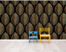 Cargar imagen en el visor de la galería, Gold Leave Autumn Pattern Peel and Stick Wallpaper | Removable Wall Mural #6217
