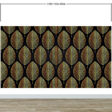 Cargar imagen en el visor de la galería, Gold Leave Autumn Pattern Peel and Stick Wallpaper | Removable Wall Mural #6217
