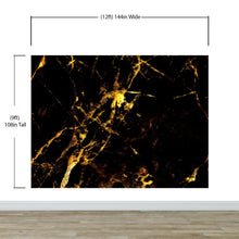Load image into Gallery viewer, Black and Gold Abstract Marble Stone Peel and Stick Wall Mural. #6239

