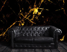Load image into Gallery viewer, Black and Gold Abstract Marble Stone Peel and Stick Wall Mural. #6239
