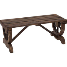 Load image into Gallery viewer, 2-Person Wooden Garden Bench, Outdoor Wagon Wheel Porch Bench for Backyard Garden, Support 550 LBS, Rustic Country Style Patio Furniture, Brown
