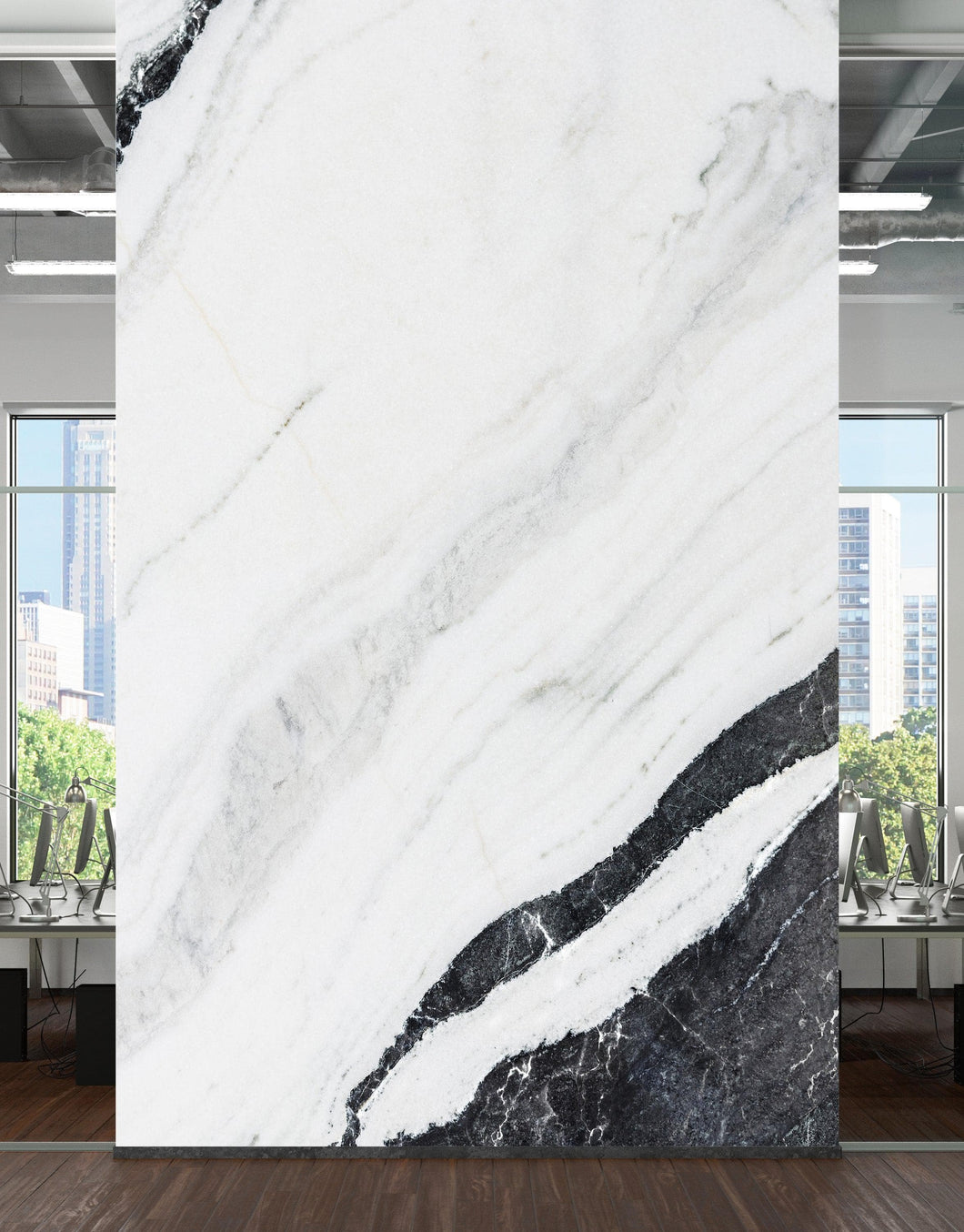 Black and White Marble Stone Granite Slate Wall Mural. Peel and Stick. #6273