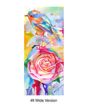 Cargar imagen en el visor de la galería, Colorful Bird and Roses Flower Watercolor Artwork Wall Mural. Removable Peel and Stick Wall Mural. #6275
