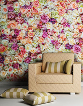 Load image into Gallery viewer, Peonies Flower Pattern Peel and Stick Wall Mural. Wedding Background. #6277
