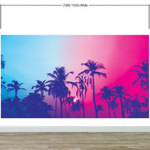 Carregar imagem no visualizador da galeria, Miami Tropical Palm Tree Vice Color Wall Mural. Bright Miami Vice Blue and Fuchsia Colors. #6281
