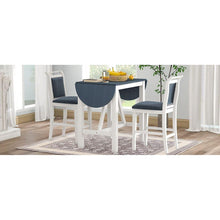 Load image into Gallery viewer, 3-Piece Wood Counter Height Drop Leaf Dining Table Set with 2 Upholstered Dining Chairs for Small Place, White+Gray
