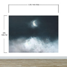 Cargar imagen en el visor de la galería, Crescent Moon Shining Over Misty Clouds Wall Mural. Peel and Stick Wallpaper. #6301
