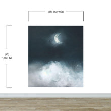 Cargar imagen en el visor de la galería, Crescent Moon Shining Over Misty Clouds Wall Mural. Peel and Stick Wallpaper. #6301
