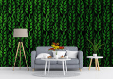 Carregar imagem no visualizador da galeria, Leaves and Vines Farmland Theme Wall Mural. Green Crops Illustration Background. #6305
