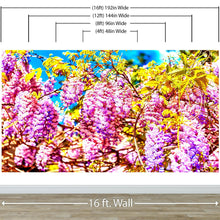 Load image into Gallery viewer, Colorful Purple Wisteria Flower Wall Mural. Peel and Stick Wallpaper. #6307
