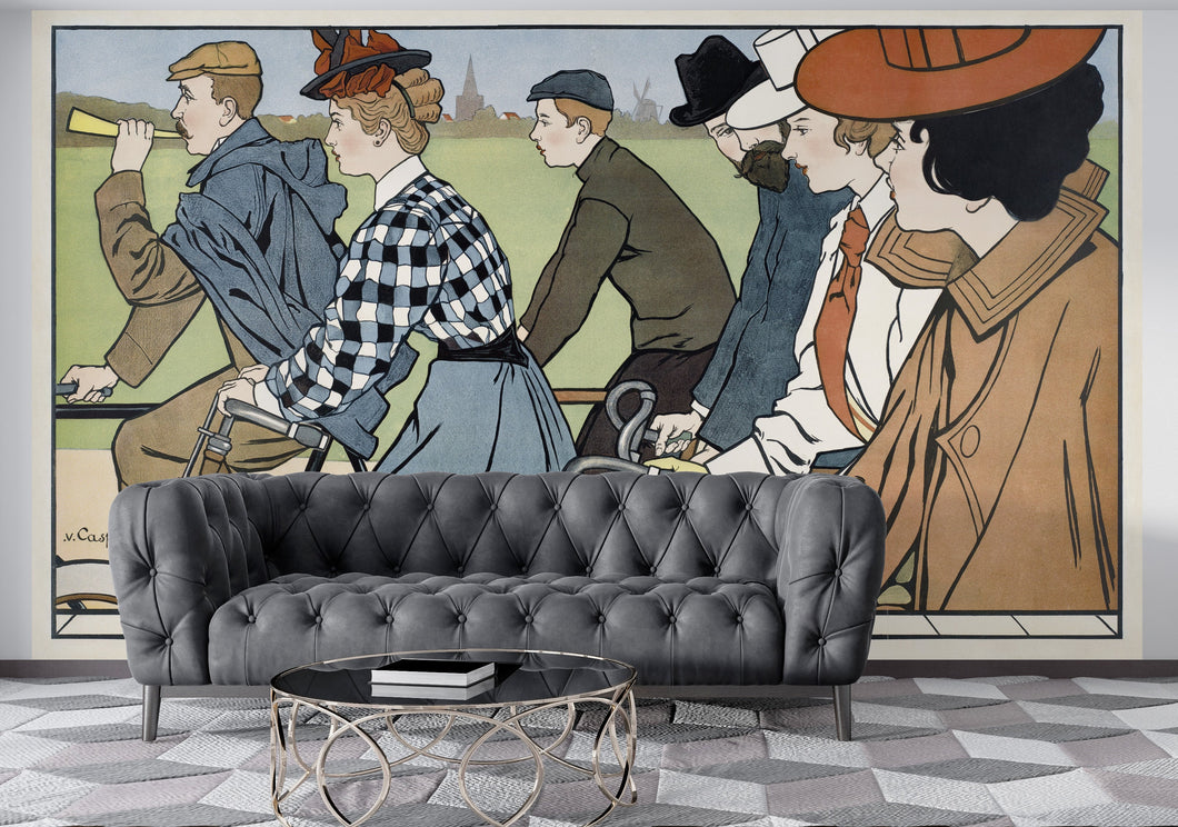 Vintage Hamers Rijwielen Bicycle Artwork Wall Mural. By Johann Georg Can Caspel. Peel and Stick Wallpaper. #6310