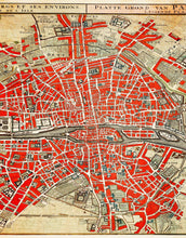 Carregar imagem no visualizador da galeria, Vintage Map of Paris Wall Mural. Plattegrond van Parijs (ca. 1721–1774) by Guillaume Delisle. #6312
