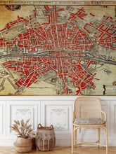 Carregar imagem no visualizador da galeria, Vintage Map of Paris Wall Mural. Plattegrond van Parijs (ca. 1721–1774) by Guillaume Delisle. #6312
