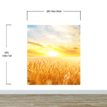 Load image into Gallery viewer, Sunset Sunrise over Farmland Wheat Field Wall Mural. Peel and Stick Wall Paper. #6323
