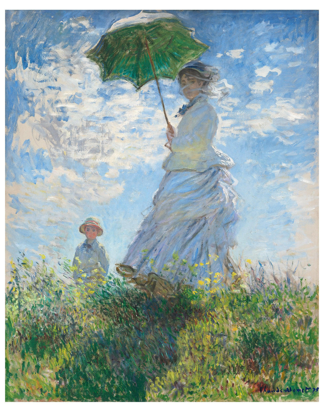 Monet Painting Wall Mural. Woman with a Parasol, Madame Monet and Her Son (1875) Painting. #6332