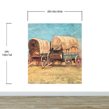 Cargar imagen en el visor de la galería, Western Cowboy Theme Wall Mural Decor. Study of Covered Wagons by Samuel Colman. Painting Artwork. Peel and Stick Wallpaper. #6339
