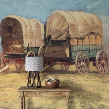 Cargar imagen en el visor de la galería, Western Cowboy Theme Wall Mural Decor. Study of Covered Wagons by Samuel Colman. Painting Artwork. Peel and Stick Wallpaper. #6339
