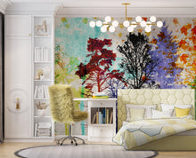 Load image into Gallery viewer, Forest Trees Wall Mural. Abstract Color Print. Peel and Stick Wallpaper / Removable Wall Mural. #6342
