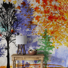 Carregar imagem no visualizador da galeria, Forest Trees Wall Mural. Abstract Color Print. Peel and Stick Wallpaper / Removable Wall Mural. #6342
