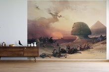 Cargar imagen en el visor de la galería, Ancient Egypt Pyramids Wall Mural. Approach of the Simoom Desert of Gizeh illustration by David Roberts. #6343
