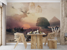 Cargar imagen en el visor de la galería, Ancient Egypt Pyramids Wall Mural. Approach of the Simoom Desert of Gizeh illustration by David Roberts. #6343
