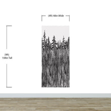 Cargar imagen en el visor de la galería, Forest Trees Trunks Grunge Illustration Wall Mural. Peel and Stick Wallpaper. Abstract Lines Silhouette Outdoors Scenery. #6345
