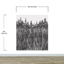 Cargar imagen en el visor de la galería, Forest Trees Trunks Grunge Illustration Wall Mural. Peel and Stick Wallpaper. Abstract Lines Silhouette Outdoors Scenery. #6345
