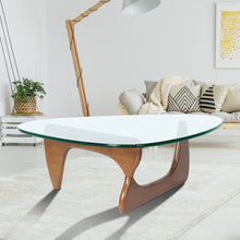 Load image into Gallery viewer, Light walnut Triangle coffee table Wood Base for living room
