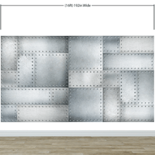 Cargar imagen en el visor de la galería, Stainless Steel Metal Grunge Design Wall Mural. Industrial Theme Peel and Stick Wallpaper. #6350
