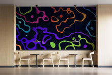 Cargar imagen en el visor de la galería, Colorful Abstract Fluid Lines Wallpaper. Peel and Stick Wall Mural. #6358
