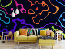 Cargar imagen en el visor de la galería, Colorful Abstract Fluid Lines Wallpaper. Peel and Stick Wall Mural. #6358
