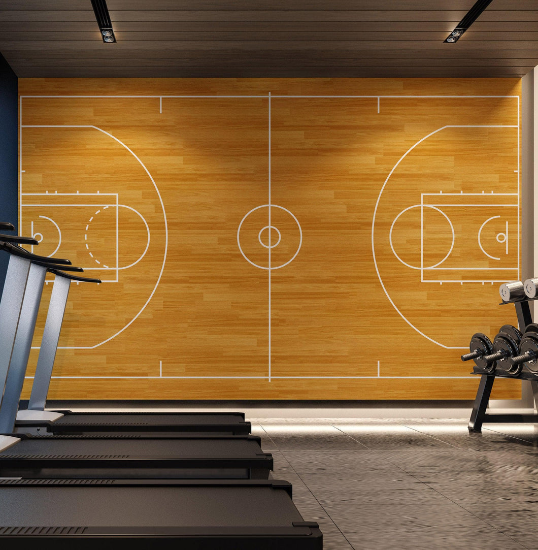 Basketball Court Hardwood Pattern Wall Mural. #6361