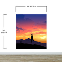 Cargar imagen en el visor de la galería, Yoga Meditating On Top of Mountain View Wall Mural. Calm Sunrise Design Peel and Stick Wallpaper. #6364
